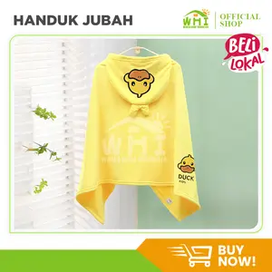 WORLDHOME Handuk Jubah Microfiber Nyaman Dengan Kancing Praktis Dan Warna Menarik