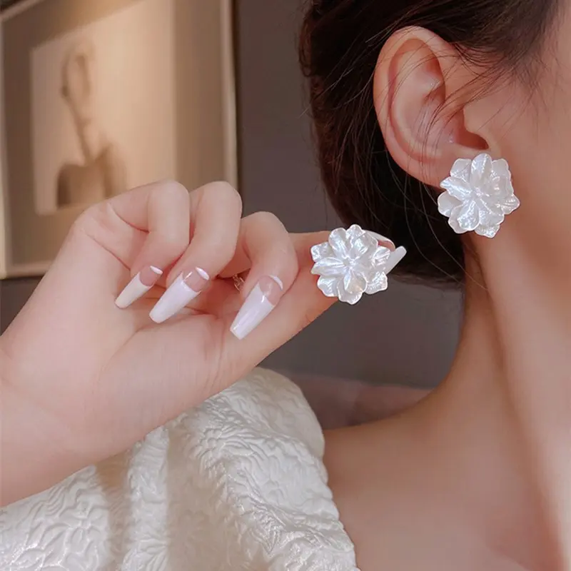 Anting Korean Style Model Tusuk Bunga Tindik Flower Earrings Accesories Fashion Aksesoris Anting AS Grosir E45 0