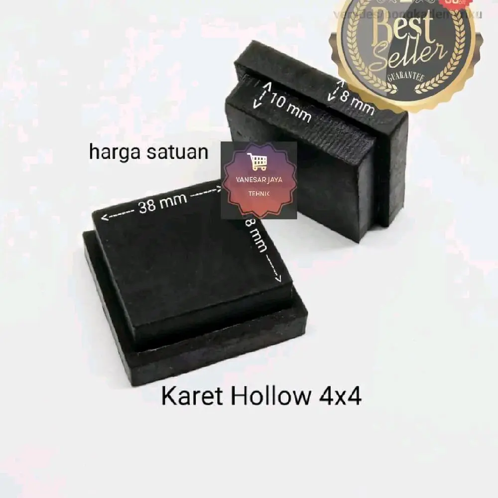 Karet Holo 4x4 Full Padat Kaki Kursi Meja Tutup Besi Hollow   | Karet Hollow 4x4   | 38 mm x 10 mm x 8 mm   | Aksesoris Furnitur Dalam Ruangan