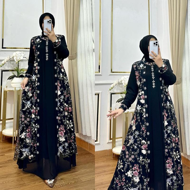 Viral / Gamis Brukat Kondangan Terlaris / ELZINA MAXY Dress Mewah Pesta 1