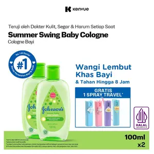 JOHNSON'S Baby Cologne Summer Swing 100 ml (PAKET ISI 2) FREE Botol Spray Travel 10ml