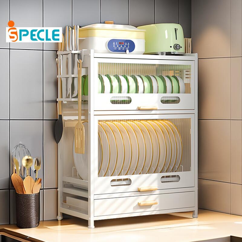 ISpecle Giá Để Bát Đĩa Giá Phơi Đồ Cho Mặt Bàn Bếp Kệ Sắp Xếp Đĩa Có Ngăn Kéo Chất Liệu Thép Không Gỉ Màu Trắng Hàng Mới Về