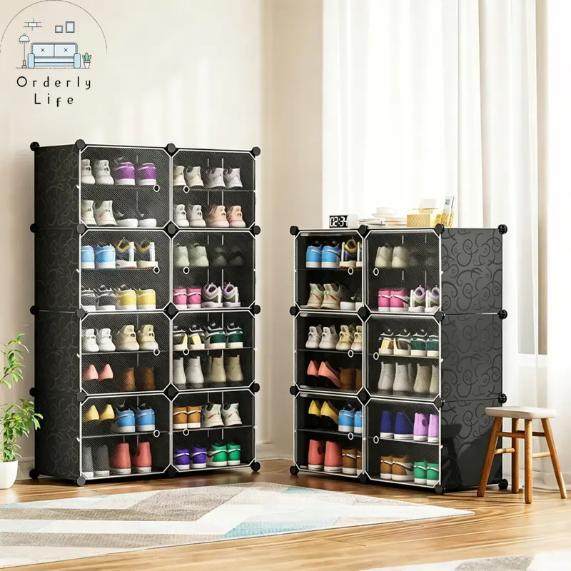 【COD 24h Shipping】Orderly Life Lemari Sepatu Penyimpanan Serbaguna | Rak Sepatu Tertutup Portable | Kotak Sepatu Susun Plastik | Berlapis | Kuat & Awet, Tidak Mudah Rusak