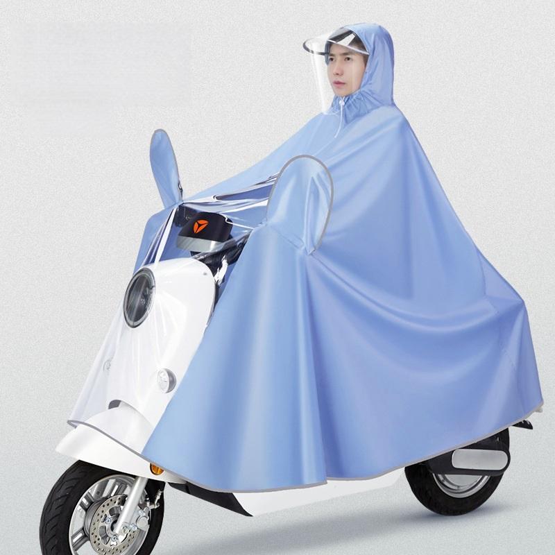 Áo Mưa Che Toàn Thân Cho Xe Máy Điện – Vải Dày Chống Thấm, Có Kính Chắn Mưa & Mặt Nạ Trong Suốt, Không Che Đèn Xe