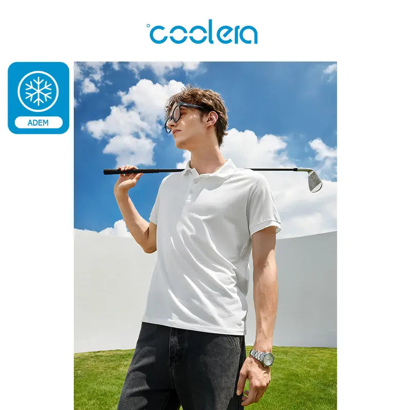 [AIRism]Coolera Polo Shirt Pria Polos Putih Lengan Pendek T shirt Hitam Katun Kaos 1