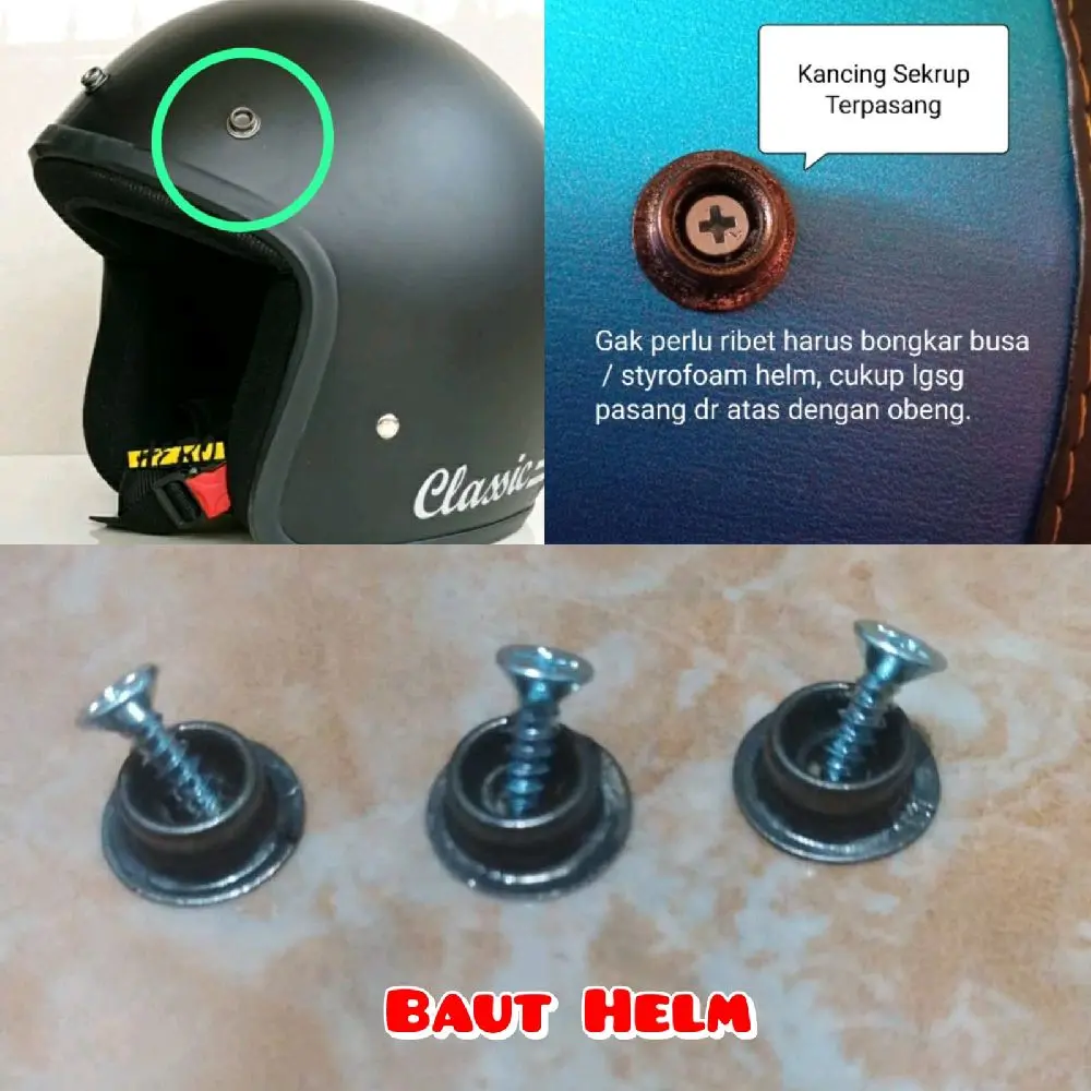 Baut/Skrup/ kancing helm dan kaca untuk helm anak dan dewasa bogo Universal