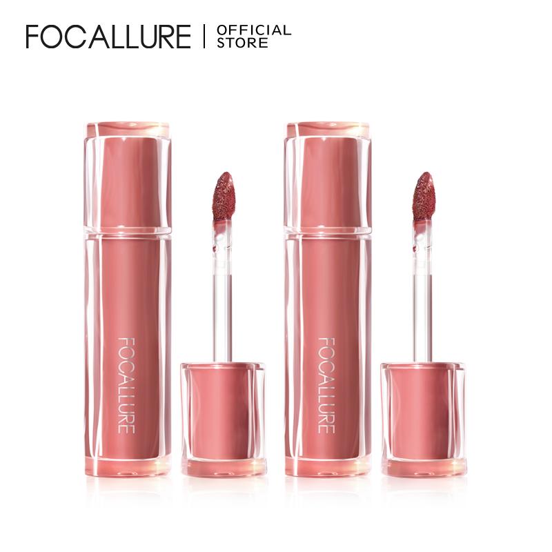 【2pcs FOCALLURE Combo 2 Son Pro Stain Son Tint Bóng Hỗ Trợ Dưỡng Ẩm Hỗ Trợ Chống Dính Cốc Có Sắc Tố Màu Cao Cho Môi Trong Trẻo Rạng Rỡ