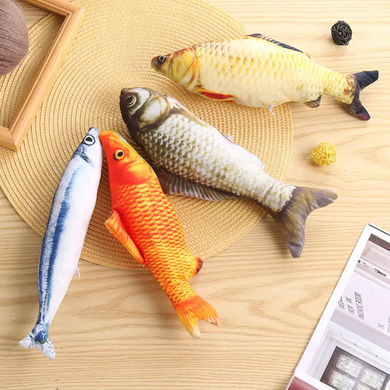 Đồ chơi cá bông cho mèo, chứa catnip bên trong, giúp mài răng, tháo rời giặt được, chống cắn xé, mềm mại dày dặn