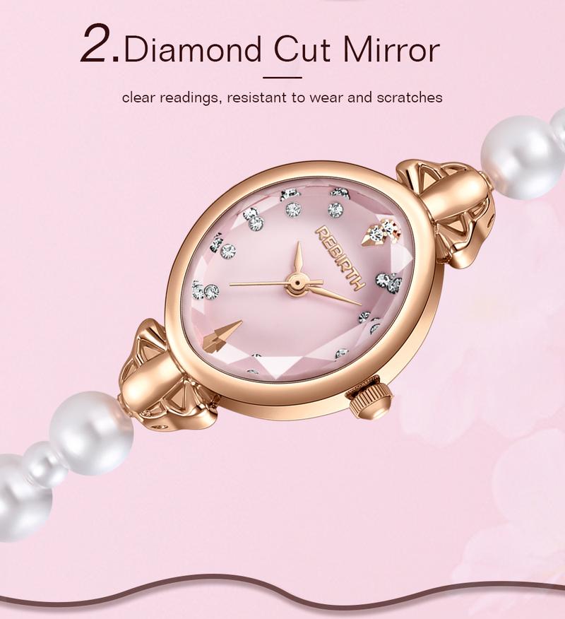 Product Introduction of REBIRTH Jam Tangan Wanita Gelang Anti Air Original Korea Elgant Model Tali Mutiara Jam Tangan Cewek   REL0136 6
