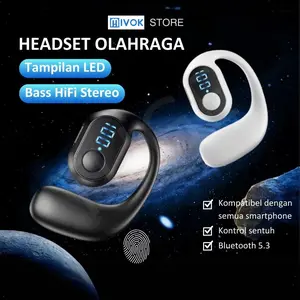 【MIVOK】 TWS Earphone Nirkabel Olahraga Headphone Bluetooth Bass Hifi Stereo Speaker Mini OWS Headset Bluetooth Pengurang Kebisingan