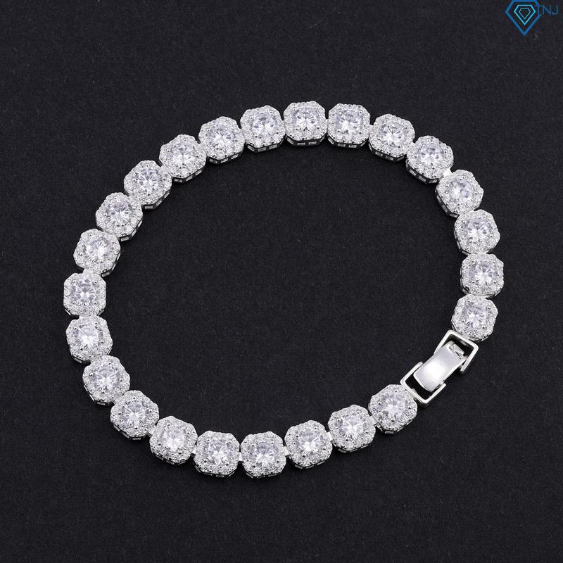 Lắc tay bạc nam tennis vuông bản 6mm đính đá cá tính LTA0209 - Trang Sức TNJ
