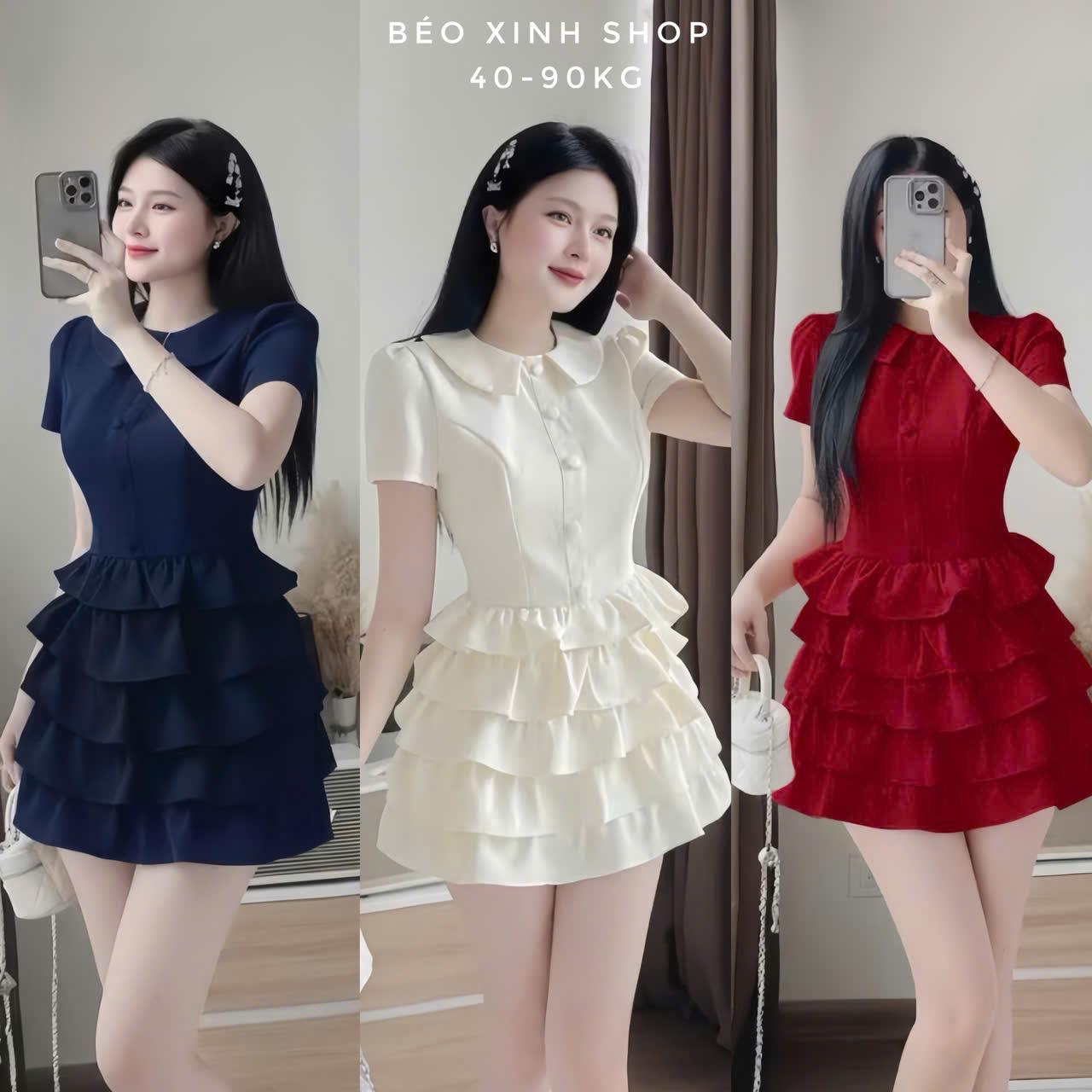 Váy Tiểu Thư Dự Tiệc Dáng Ngắn Phối Tầng Thanh Lịch Tiểu Thư Cotton Lạnh Cao Cấp Thanh Lịch Cho Các Nàng Bigsize 40–90kg Thời Trang Nữ Béo Xinh Shop - A.1712