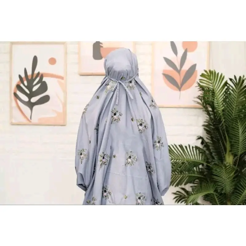 MUKENA DEWASA TERUSAN BERWARNA MOTIF BORDIR TABUR BUNGA, MUKENAH DEWASA LAJURAN LANGSUNGAN PANJANG DEWASA VARIASI WARNA PUTIH, PINK, MOCA, COKSU, COKLAT, BIRU, HIJAU, KREM, ABU-ABU, NAVY, LILAC BAHAN POLINO MICRO NYAMAN RUKOH POCONG KEKINIAN ALA KOREA 8