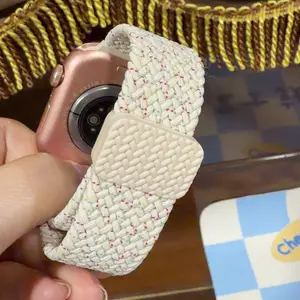 【Tali Jam】Magnetic Braided Nylon Strap for Apple Watch Iwatch Ultra 2 3 Series 11 10 9 8 7 6 5 4 3 2 1 SE 3 2 49mm 46mm 45mm 41mm 40mm 38mm Elastic Adjustable Scrunchie Buckle Band Tali Jam Tangan Smartwatch for T900 T800 Ultra S8 S9 Ultra 8 MAX 9 PRO