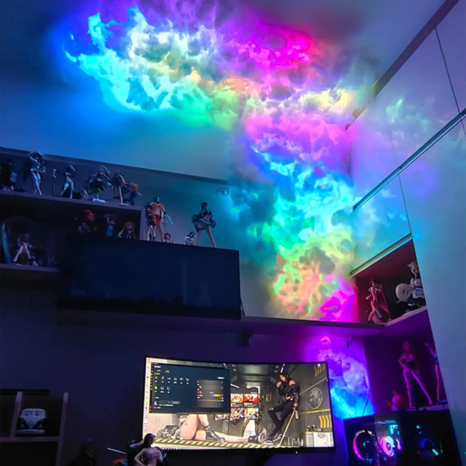 Diy Dream Color Lighting Strip Light with Cloud, 5M RGB-IC Light Sync with Music Waterproof for Home Gaming Room DecorationBar