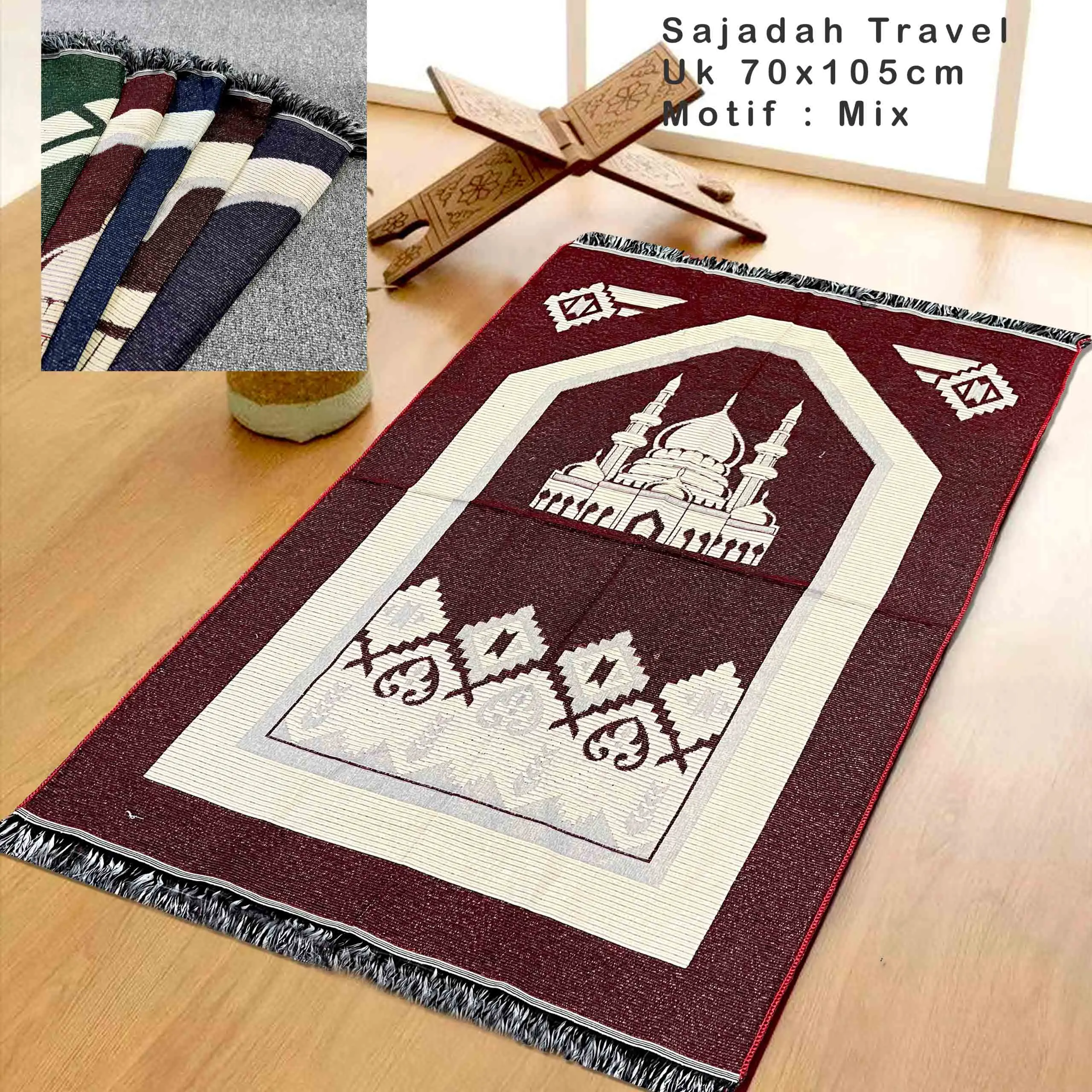 PAKET GROSIR 20 PCS SAJADAH DEWASA TRAVELING POLISTER UKURAN 70*105 CM