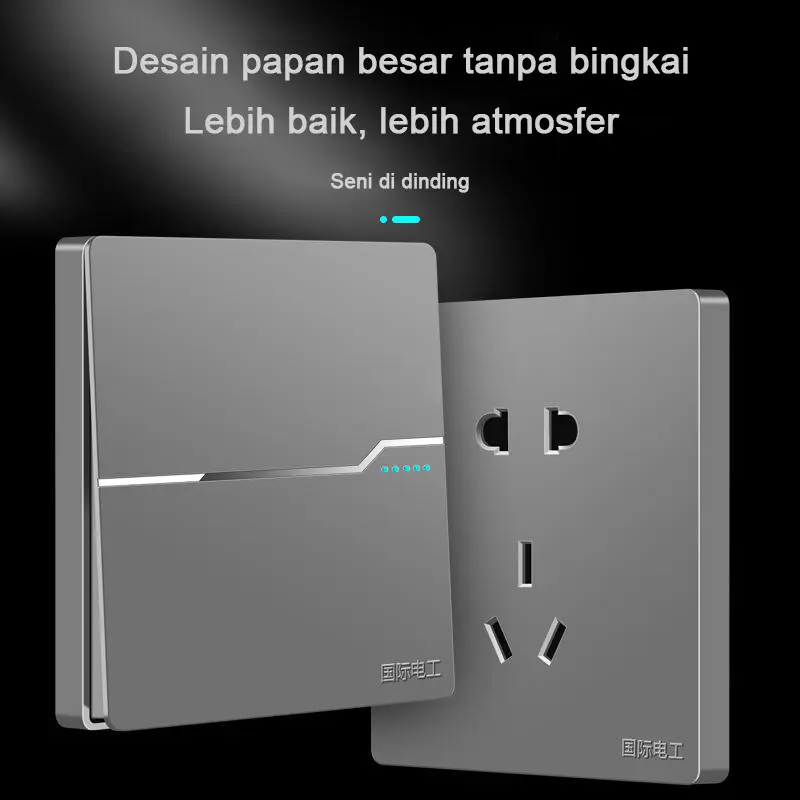 [Ready·Kurir lokal] FLKL Soket Sakelar Lampu Sakelar Dinding Abu-abu 1/2/3/4gang 1 Arah/2 Arah Listrik Saklar Lampu Peralatan 4