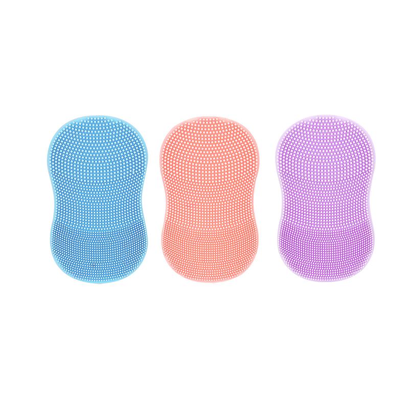 Product Introduction of 3pcs(1pc of each color) Face Scrubber Mini Facial Brush Silicone Wash Exfoliator Finger Glove Pads Handheld Cleansing Brushes Tool for Skin Care Deep Clean Blackhead Acne Pore Removal 9
