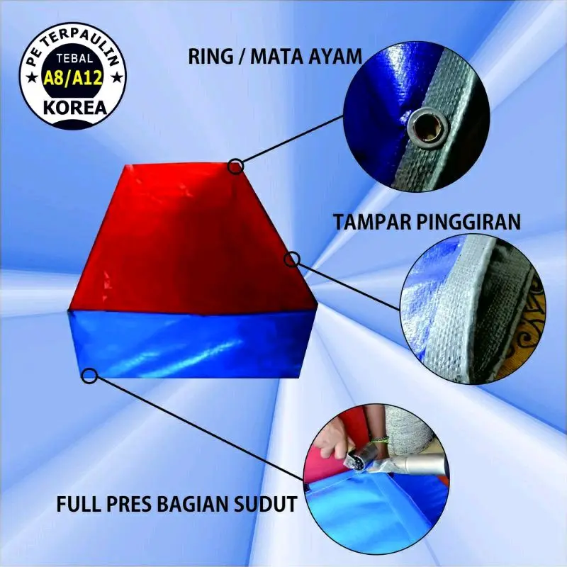 Terpal Kolam Ikan Kotak Type/Ketebalan A5, A8, A12 100% Original Korea Tahan Lama 0