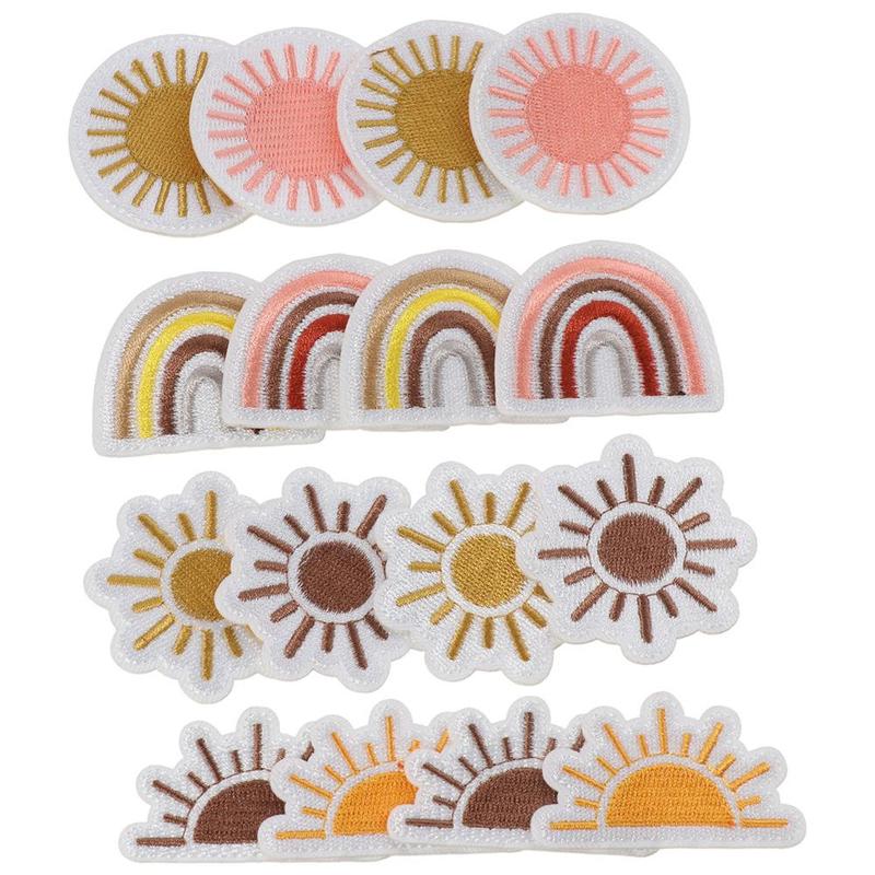 Decorative Retro Boho Sun Rainbow Iron on Patches Rainbow Sunflower ...