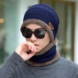 COD Topi Kupluk Pria Wanita Topi Kupluk n Syal Wool Winter Import Rajut