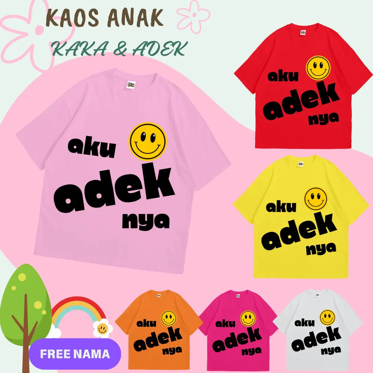 Kaos Anak Motif AKU ADEK NYA Unisex dari Usia 1-15 Tahun | Bahan Combed 30s - Fashion Anak