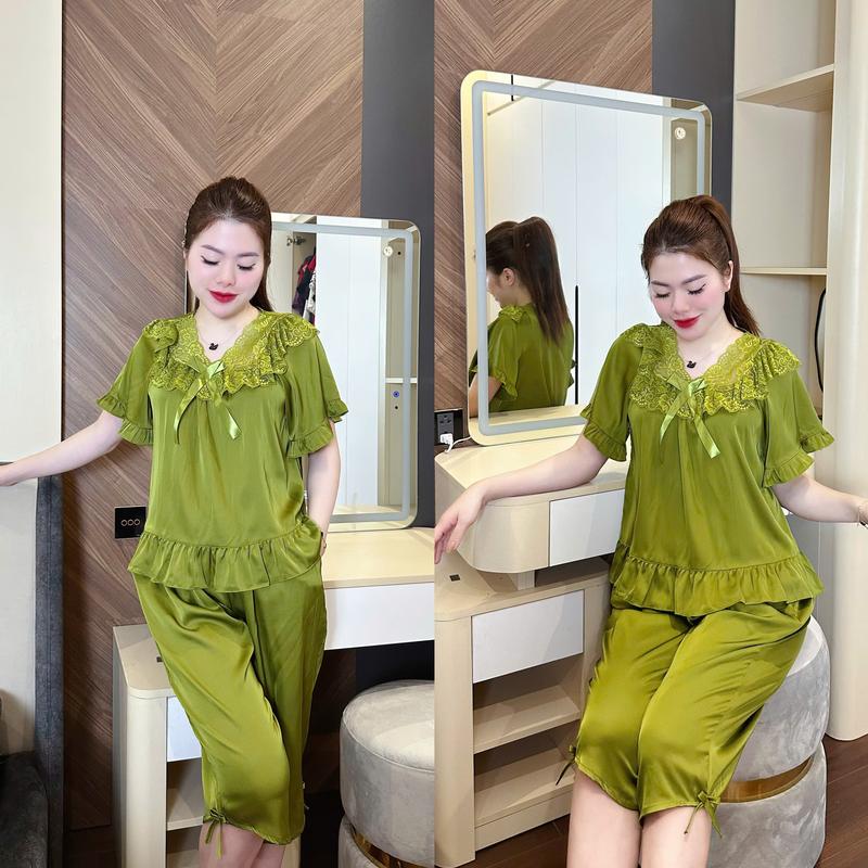 Bộ Đồ Ngủ Hsmile Babydoll Nữ Mặc Nhà – Chất Vải Lụa Latin Mềm Mịn Thoáng Mát Dáng Xinh