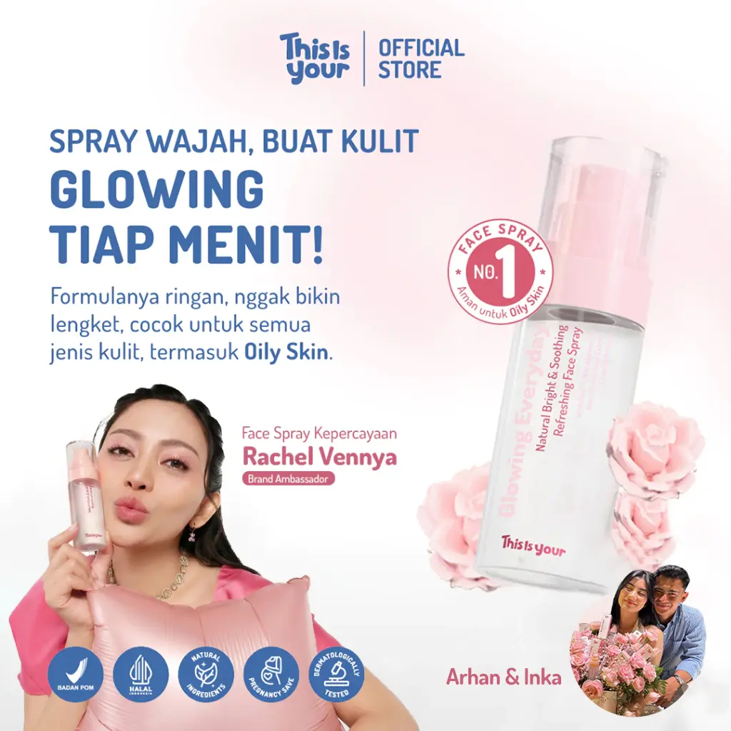 [EXCLUSIVE CREATOR] This is Your - Face Spray Glowing Everyday | face mist 2% Niacinamide, Rosa Canina, Centella Asiatica | Mencerahkan Wajah | Kering Jerawat Kusam