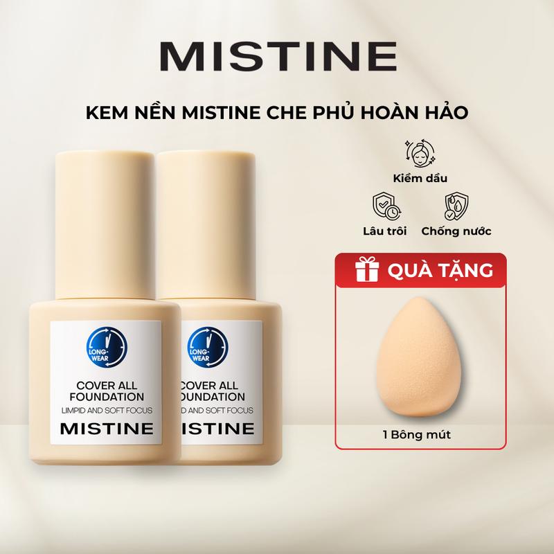   LIVE  MISTINE Kem nền dạng lỏng dưỡng ẩm lâu trôi 30g +  QUÀ  1 Bông mút 