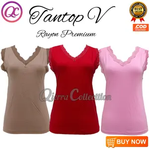 Tanktop wanita kerah V tangtop cewek inner perempuan sexy bahan RAYON adem nyaman ukuran Allsize fit to XL remaja-dewasa Atasan Crop Singlet Basic Dalaman