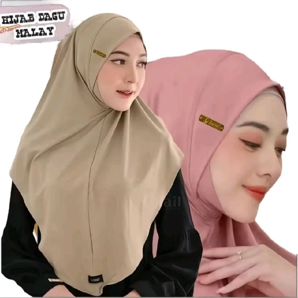 Bergo Malay instan dagu jersey oval