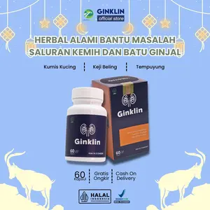 Ginklin Original BPOM & HALAL - Herbal Alami isi 60 Kapsul dengan Ekstrak Kumis Kucing Tempuyung & Kejibeling