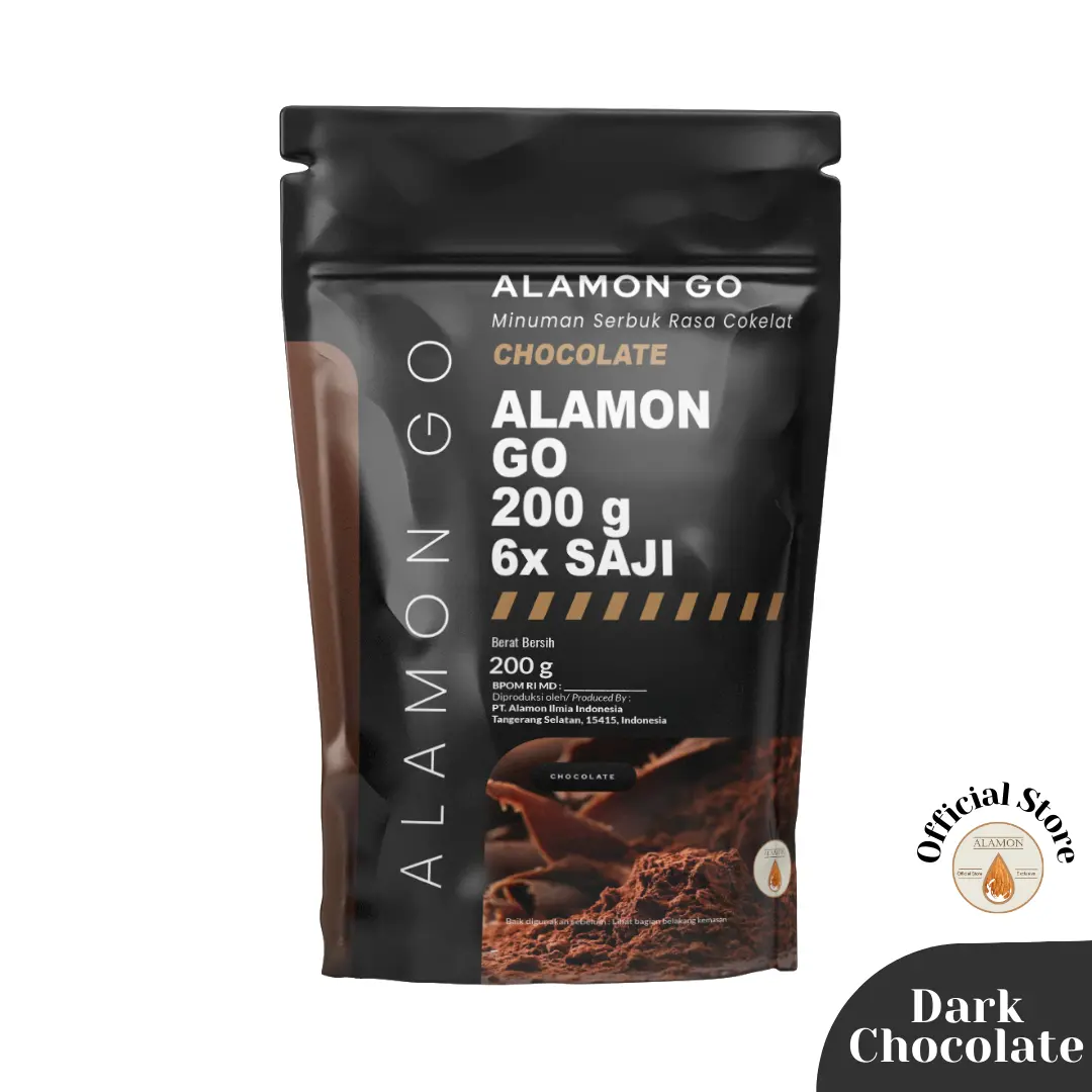 Alamon GO Dark Chocolate - 5x Serving - Kombinasi Whey, Egg Albumin, Curcuma, Pure Dark Chocolate - 200 gr