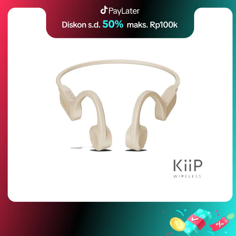 KiiP Wireless DTS10 Bluetooth Headphone Bone Conduction Tws Earphone  Headset Earphones BEIGE