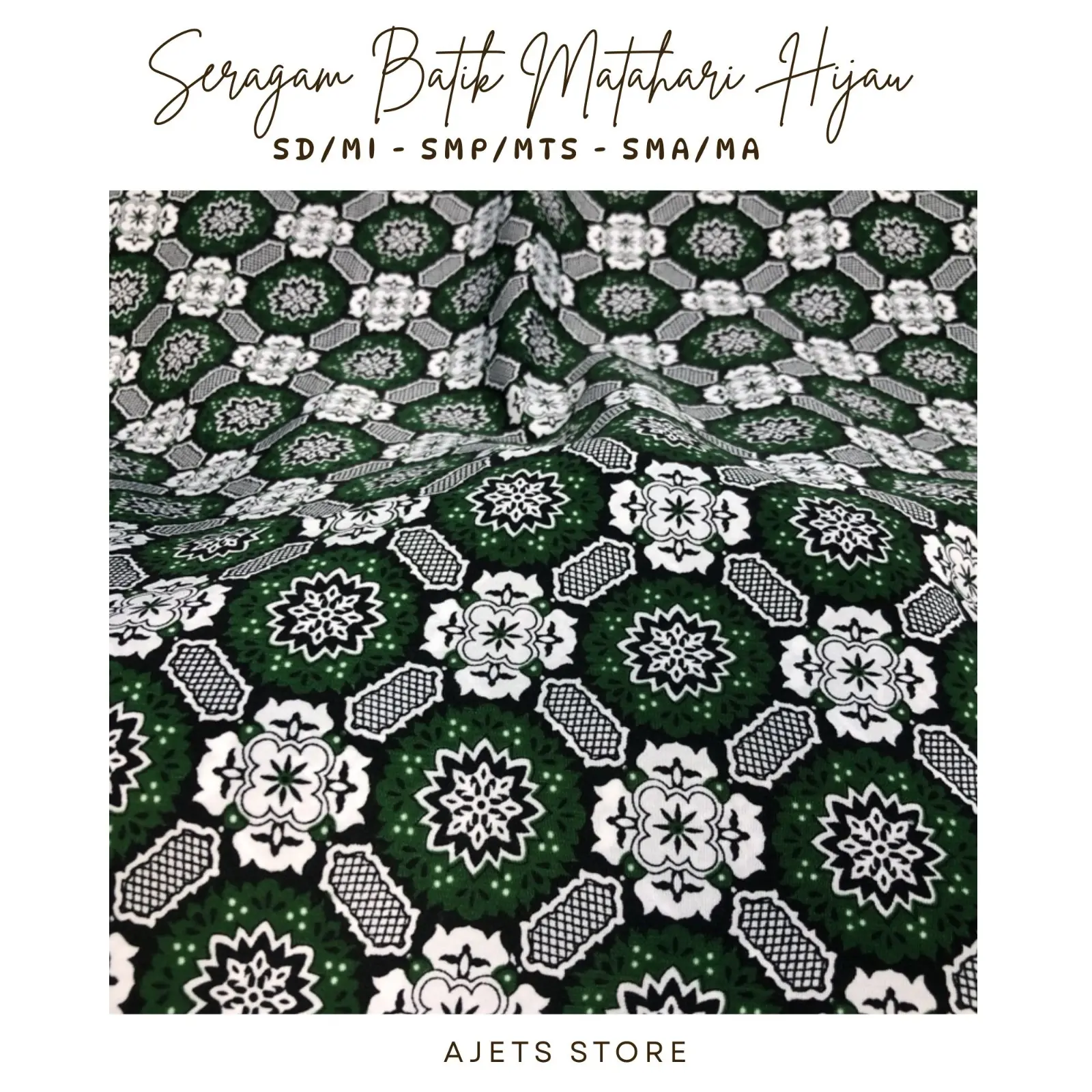 Baju Seragam Batik SD/MI Motif Matahari Hijau