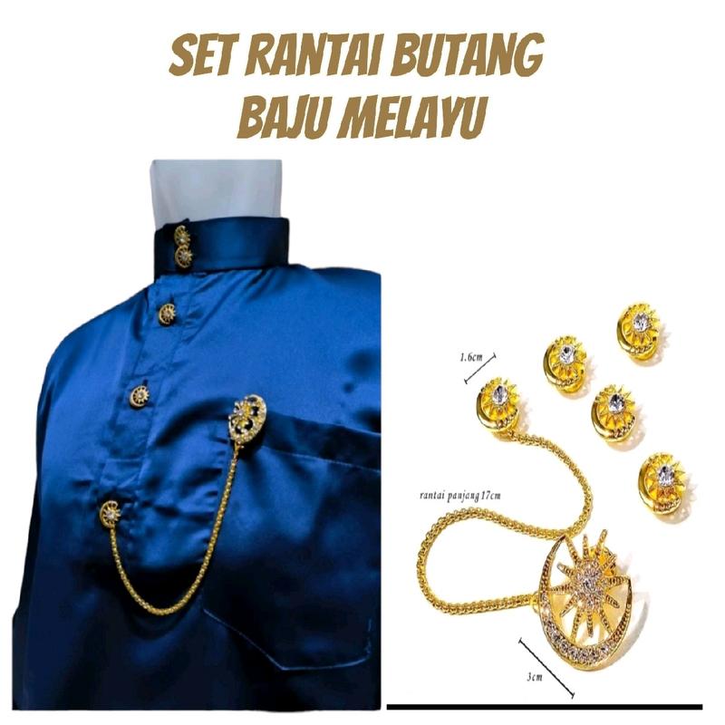 Kancing Rantai Set Kancing Butang Rantai Baju Melayu Khas Bulan Bintang - Shop | Tokopedia