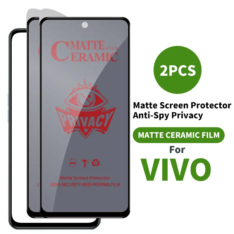 Anti-Spy Privacy Tempered Glass For vivo Y27s Y17s Y27 Y02t Y36 Y02s Y21T Y33s Y01 Y35 2022 Y16 Y22s Y22 Y20i Y20S Y12S Y12A V29e V27e Y02 Y15s Y15A Y76 5G Y73 Y31 Y20i V25e V25 V23e 5G Private matte Screen Protector