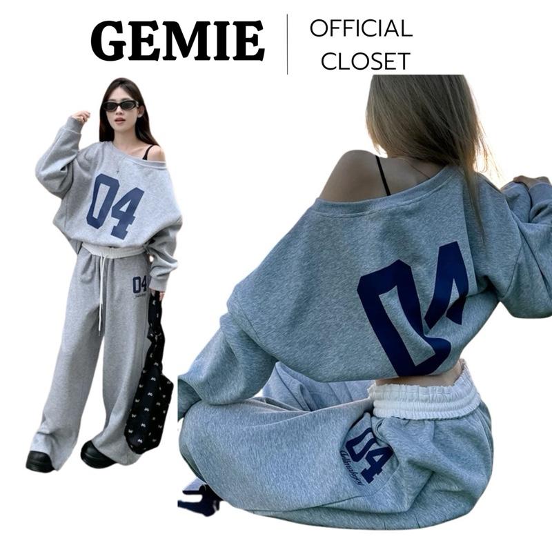 Set bộ nữ TRỄ VAI 04 chất nỉ bông áo sweater trễ vai mix quần dài xuông màu xám tiêu set đồ thu đông dài tay nữ Women Top