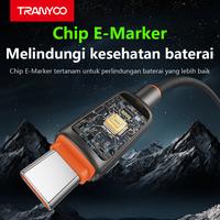 Gambar TRANYOO CC-8 Kabel Data, fast charging 240W Type-C ke Lightning, cocok untuk iPhone, Samsung, OPPO, VIVO, Xiaomi, POCO, realme, menggunakan bahan paduan seng, dengan efek LED mengalir, serta kabel anyaman nilon berdensitas tinggi. - 【240W】Type-C to Type-C dari TRANYOO ID Kab. Tangerang 5 Tokopedia