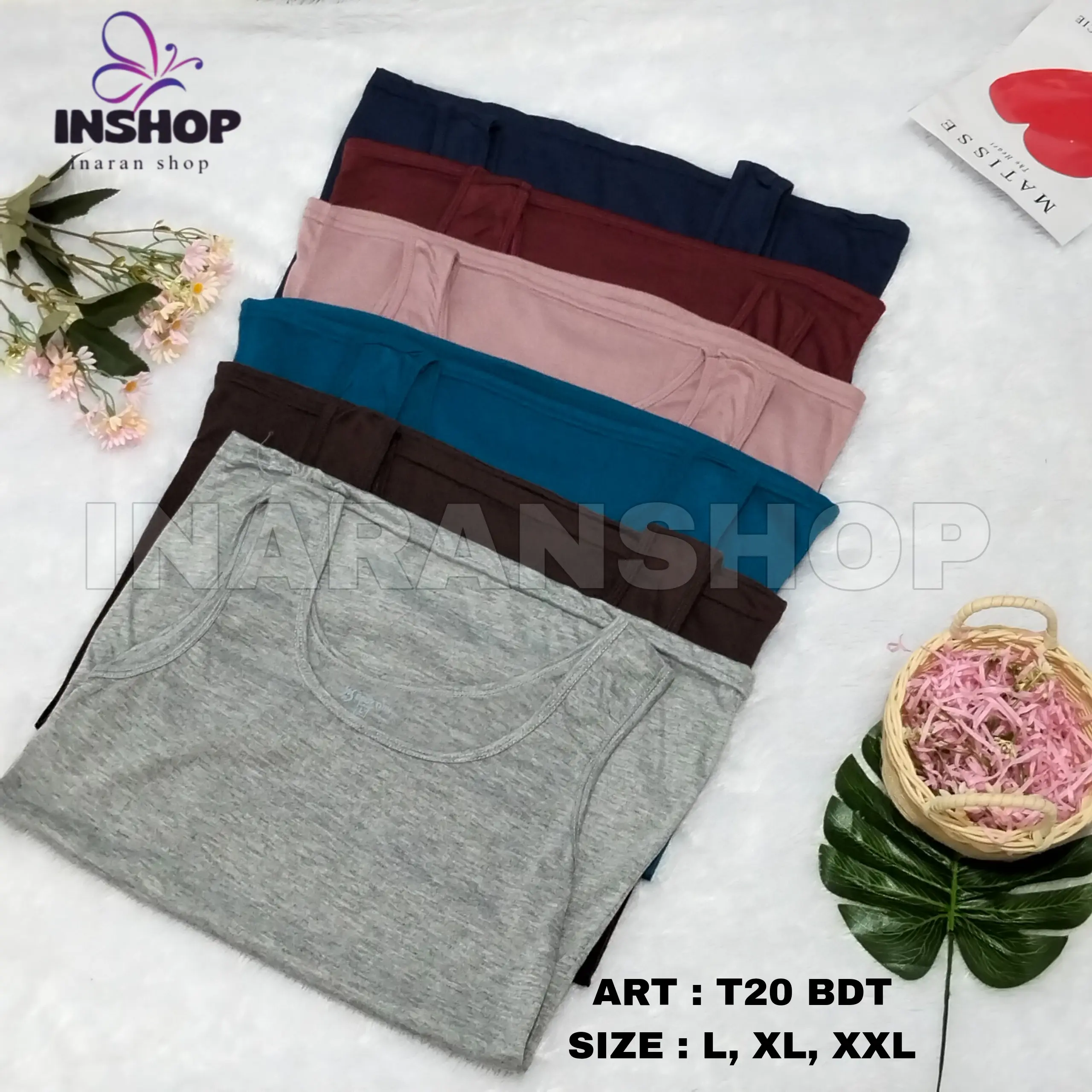 T20 - SINGLET BODYTHIN WANITA KATUN POLOS TANK TOP PEREMPUAN TALI BESAR T20