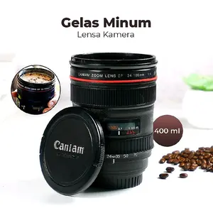 CANIAM Botol Minum Tumbler Panas Dingin Lensa Kamera 24-105mm 400ml - Black
