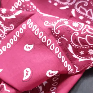 Syal Tren Hip-hop Bersepeda Luar Ruangan Eropa Dan Amerika Sapu Tangan Katun 55*55cm Bug Ganda Bunga Jambu Mete Hijab Segi Empat Sorban Masker Slayer Merah