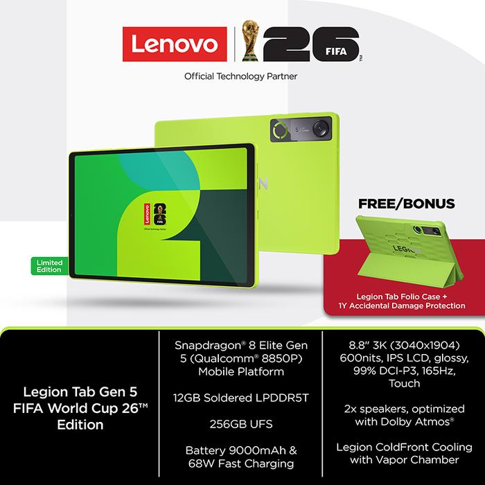 Promo Lenovo Legion Tab FIFA World Cup 26 Edition Snapdragon 8