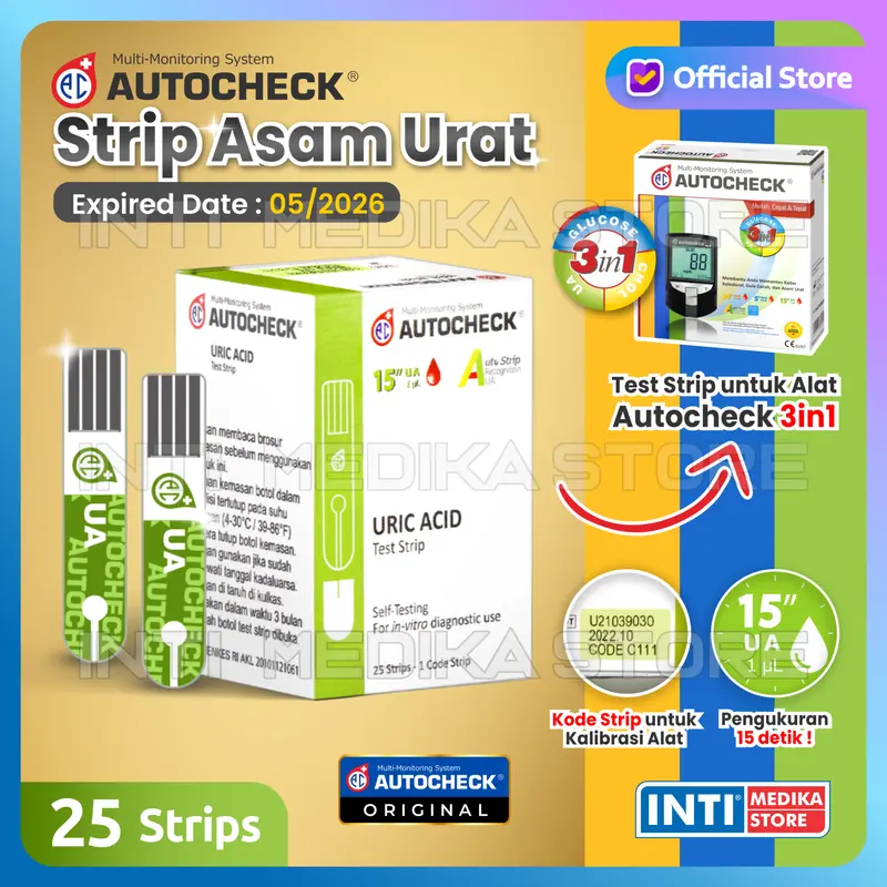 AUTOCHECK - Strip Asam Urat Isi 25 pcs | Refill Uric Acid Test Strip 0