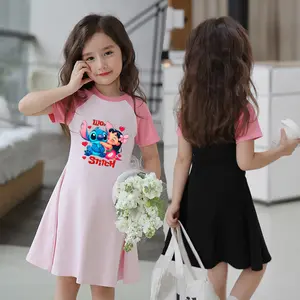 Girls Dress 2024 Baru Lengan Pendek Gaun Putri Rok Gadis Asing Dress Anak Cantik Bunny Umur  3-15 tahun Gaun putri asing rok rajutan anak perempuan