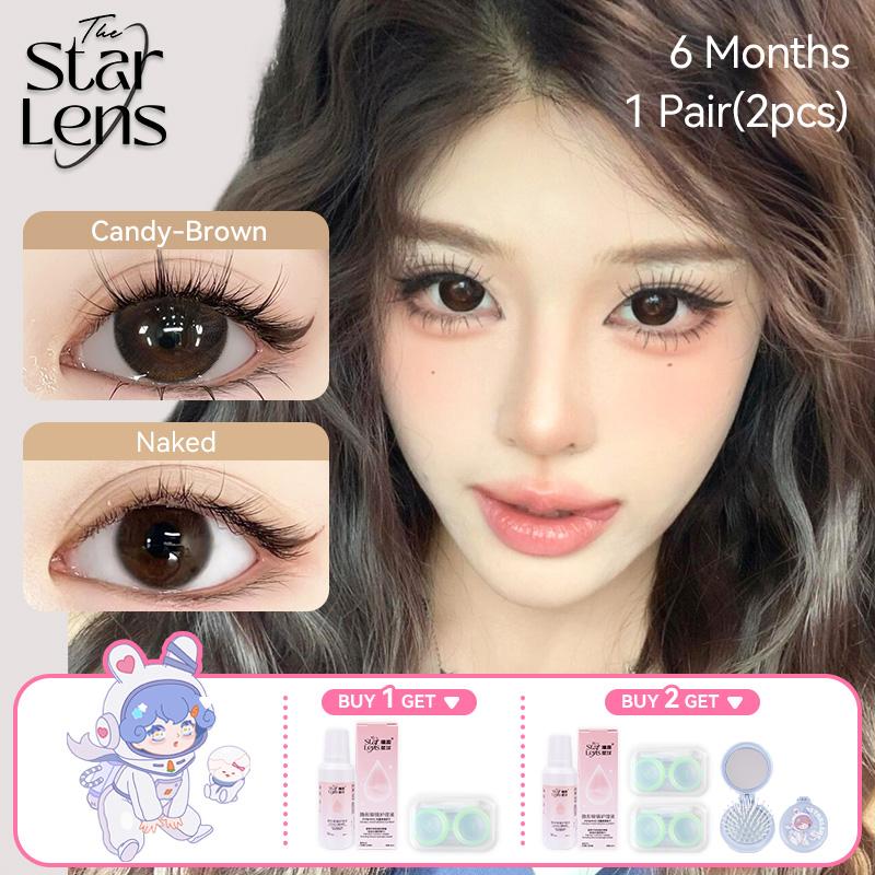 Kính áp tròng cosplay, Starlens, Phong cách Anime, Màu xanh lam / hồng, Đường kính 14,5mm, Mắt to, Màu xanh lam, Bảo hành 6 tháng, Bộ 2 chiếc