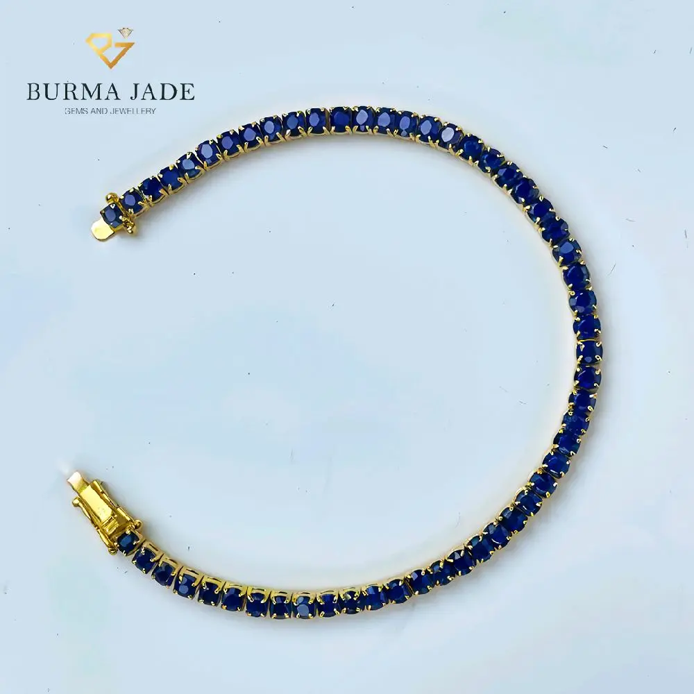 Gold Tennis with Natural Blue Sapphire - Charms & Elegant