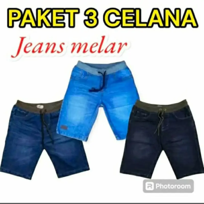 PROMO MURAH!!!! 100RIBU DAPAT 3 CELANA CINOS JIENS PRIA MELAR Celana Pendek Pria Harian Casual