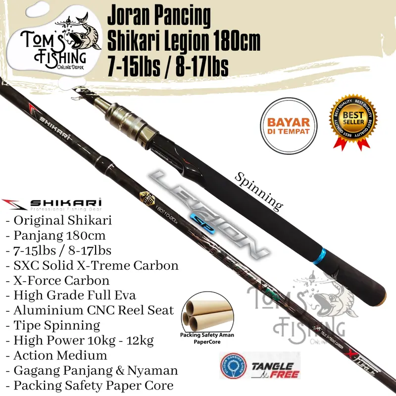 Joran Pancing SHIKARI LEGION 180cm Carbon Solid (12kg - 15kg) Full Eva Murah - Toms Fishing 2
