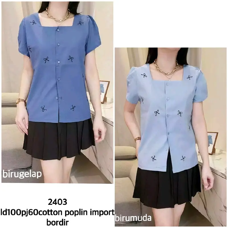 MC 2403 ATASAN LEHER KOTAK MOTIF PITA KANCING BAHAN COTTON POPLIN PREMIUM 0